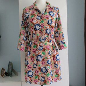 BANANA REPUBLIC Floral 3/4 Sleeve Shirt Dress 6P or Small